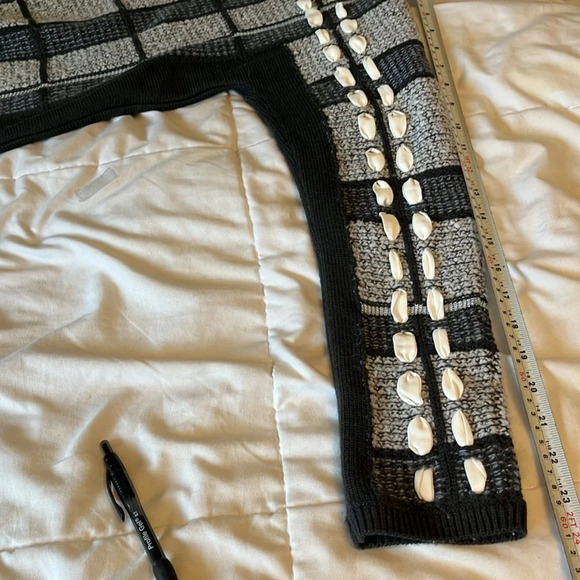 Club Monaco Wool Alpaca  Blend Plaid Woven Sweater Grey size XXS - Picture 13 of 13